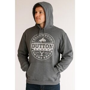 NWOT Yellowstone Dutton Ranch Hoodie Gray 2XL Pullover Sweatshirt Logo Warm Cozy